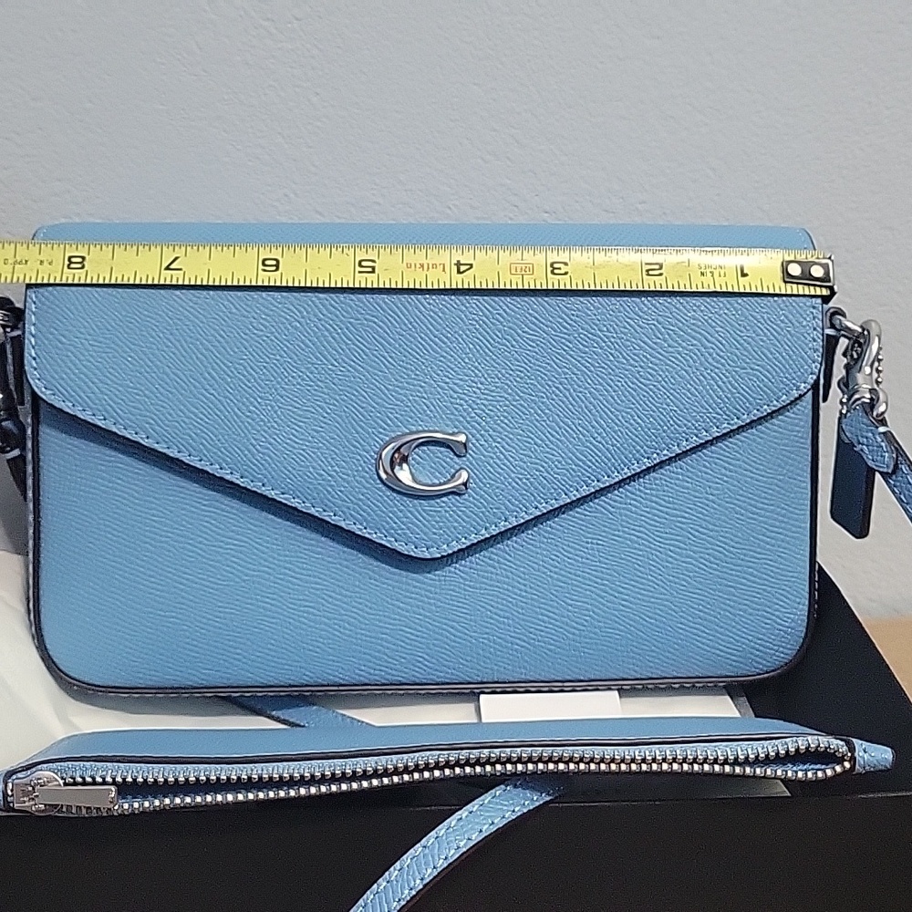 Coach wyn crossbody bag with card insert pouch light blue silver